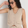 Young Women Fitted Vest, with Front Button Opening