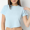 Regular Fit Solid Round Neck Cropped Crop Top