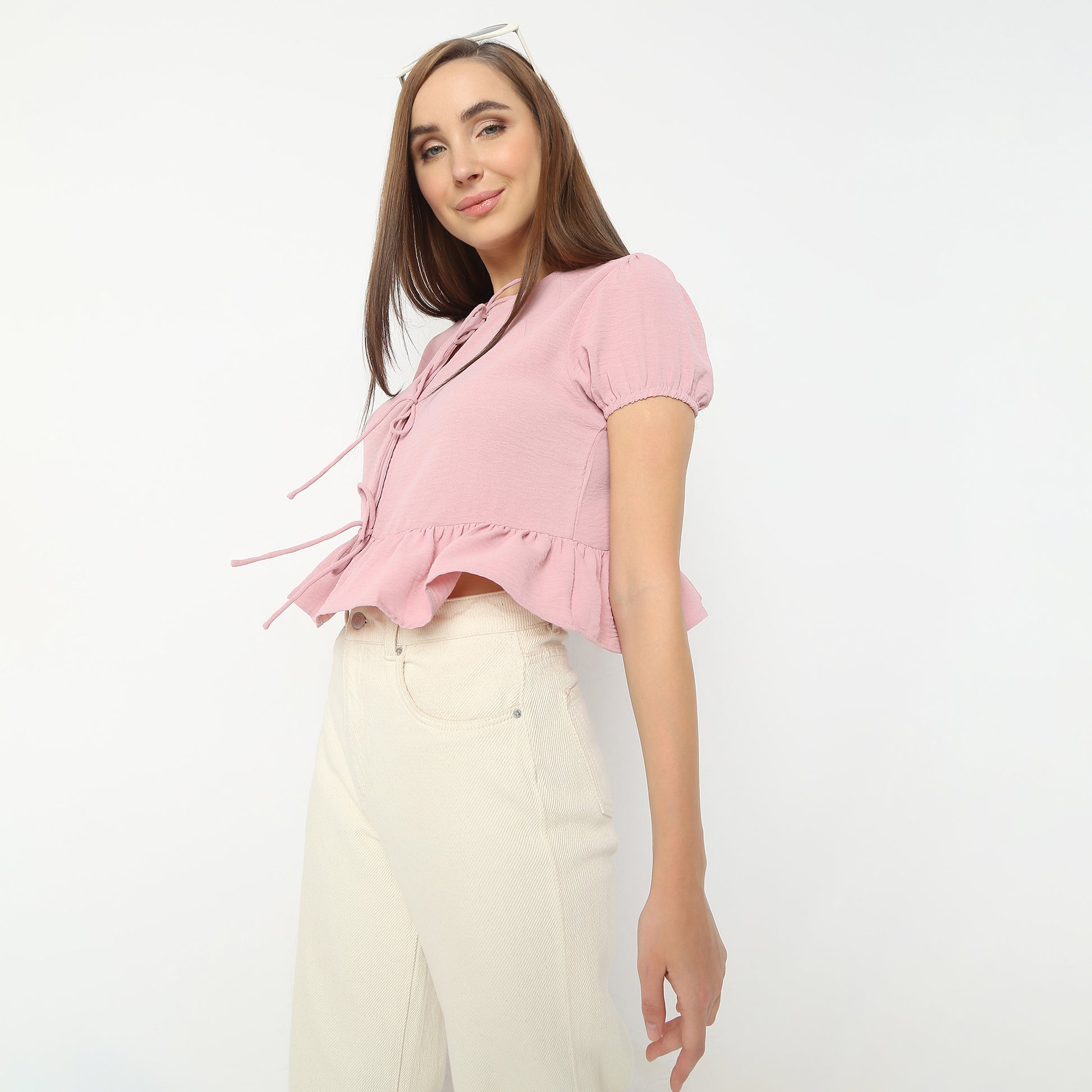 Regular Fit Solid Round Neck Cropped Crop Top