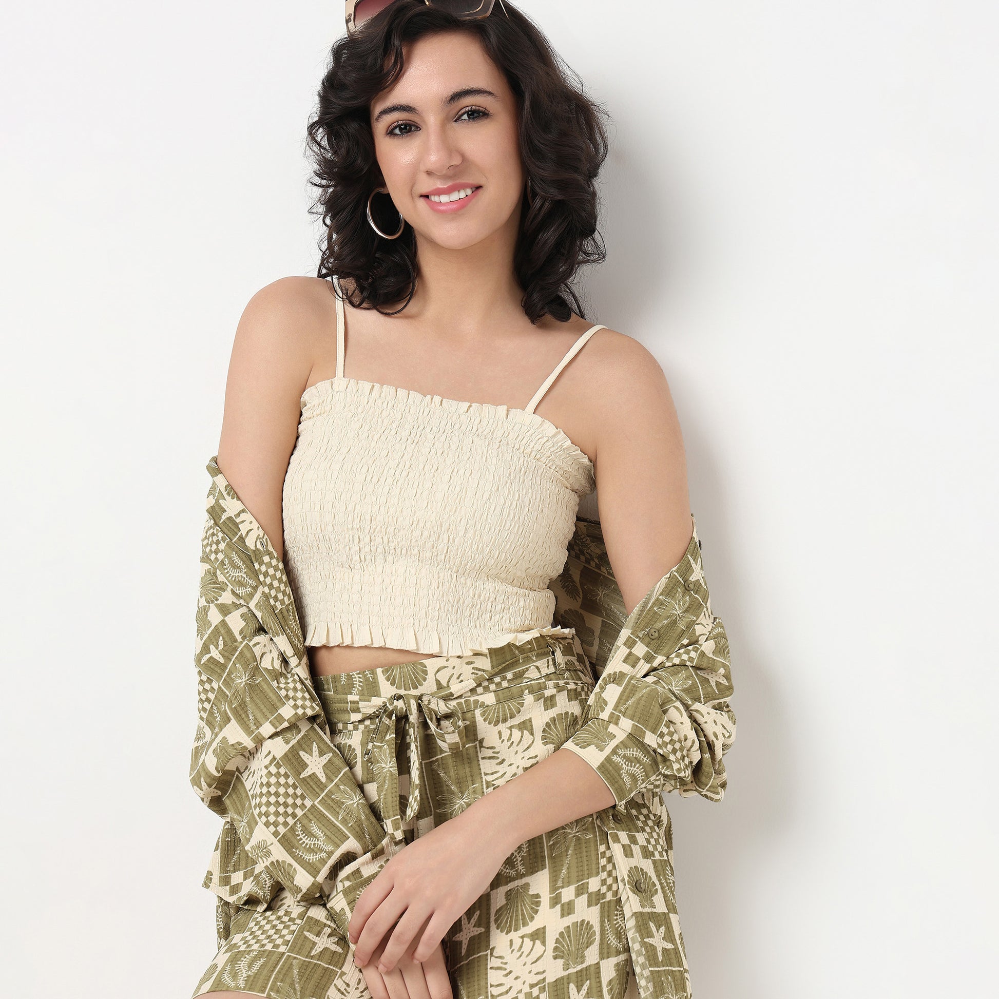 Order Now Women Textured Square Neck Straight Slim Fit Western Wear Betty Tops by Style Union