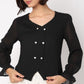 V-Neck Double Breasted Top With Korean Buttons