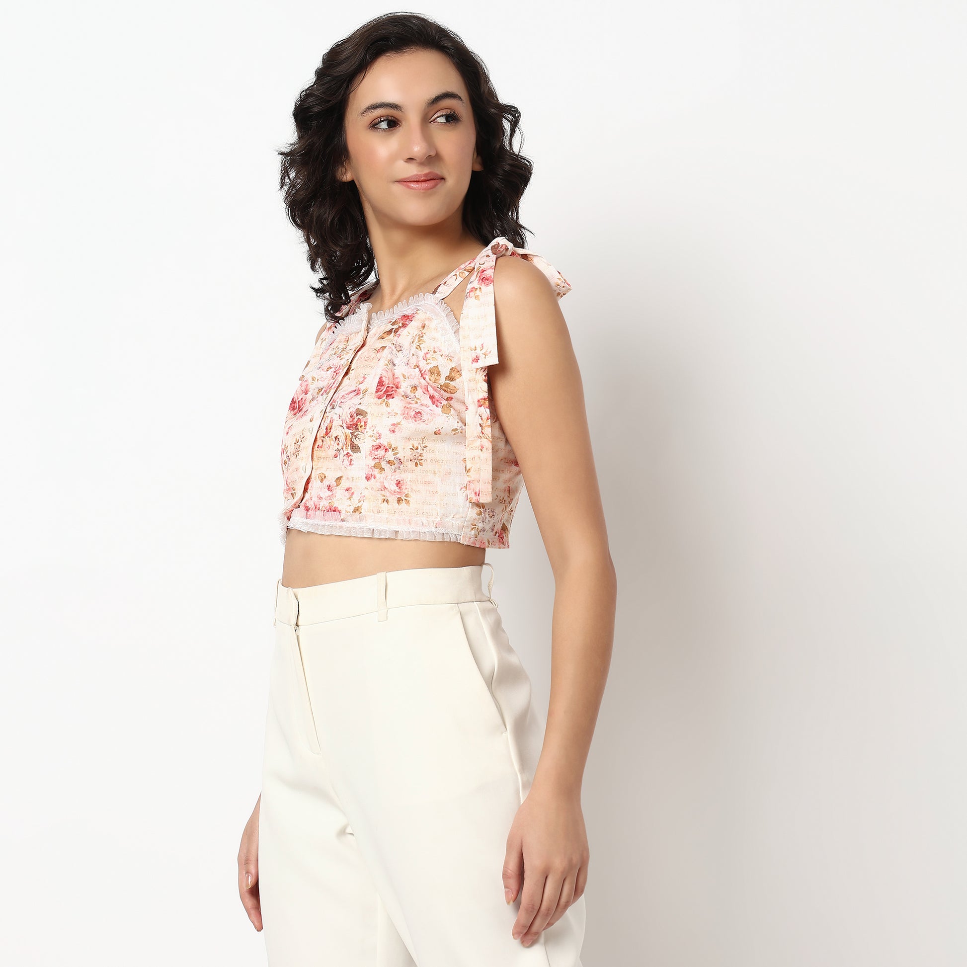 Buy Women Slim Fit Floral Sleeveless Top  - Style Union