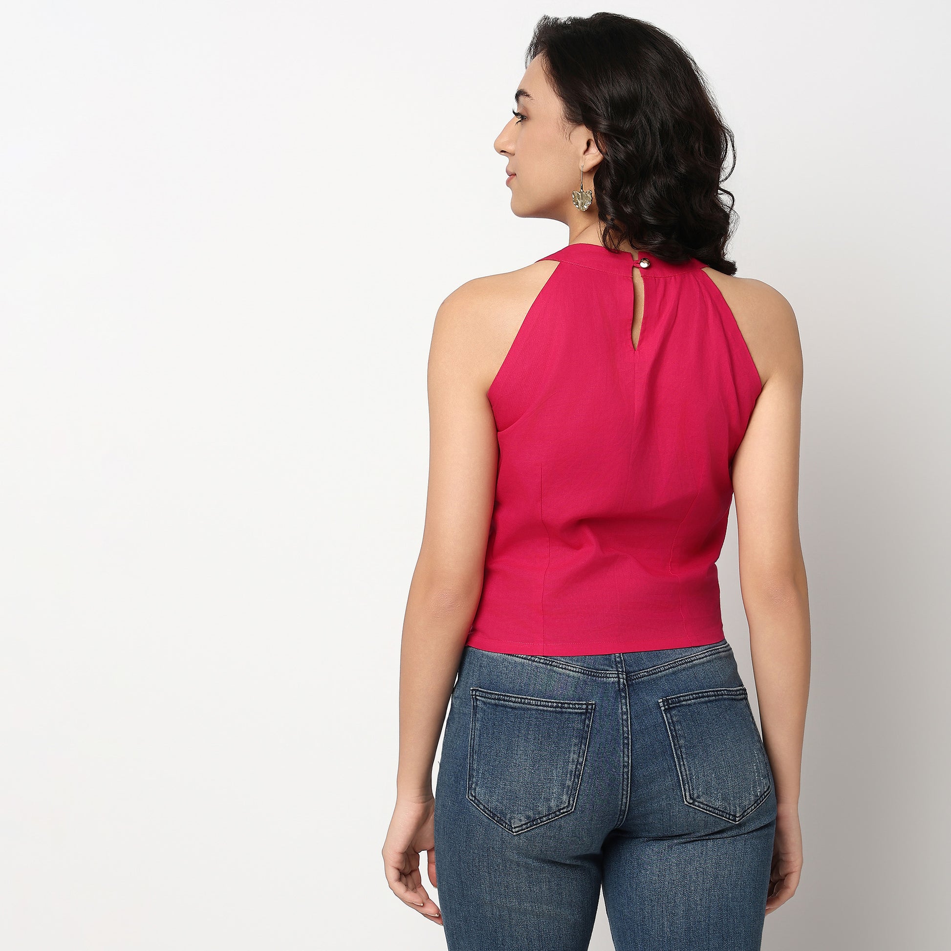 Buy Women Slim Fit Solid Sleeveless Top  - Style Union