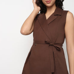 Buy Women Slim Fit Solid Sleeveless Top  - Style Union