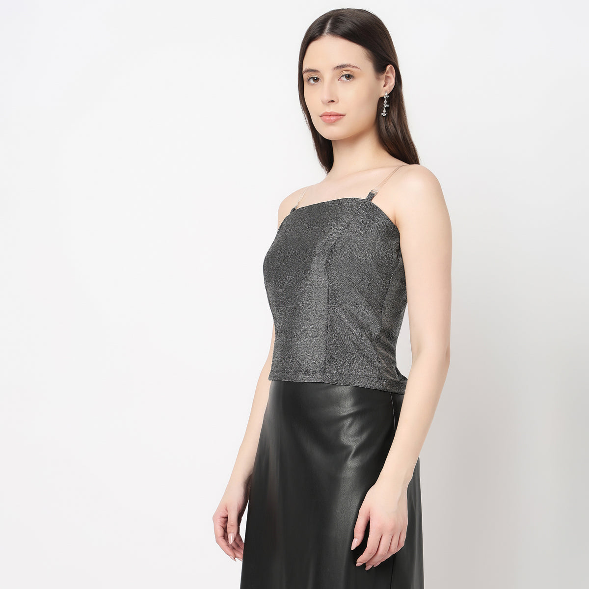 Embellished Square Neck Tube Top