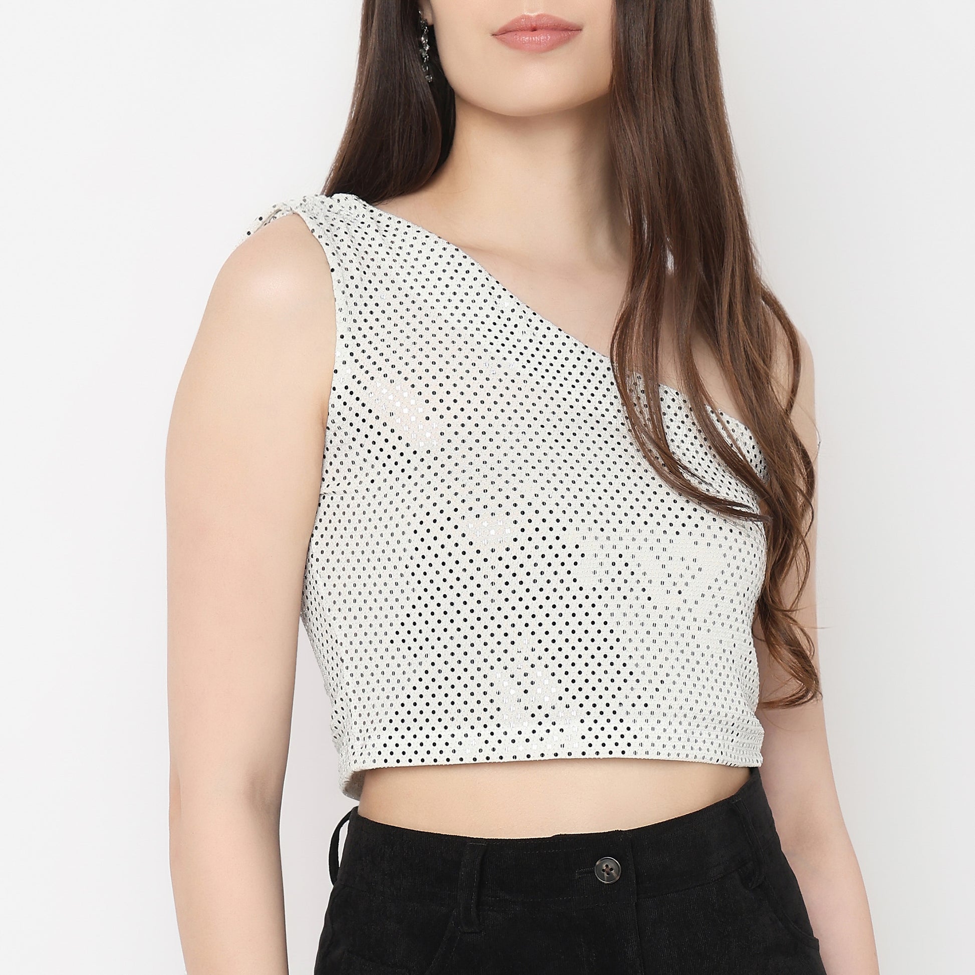 One Shoulder Embellished Top