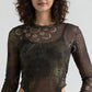 Floral Mesh Top With Ruching At Sides