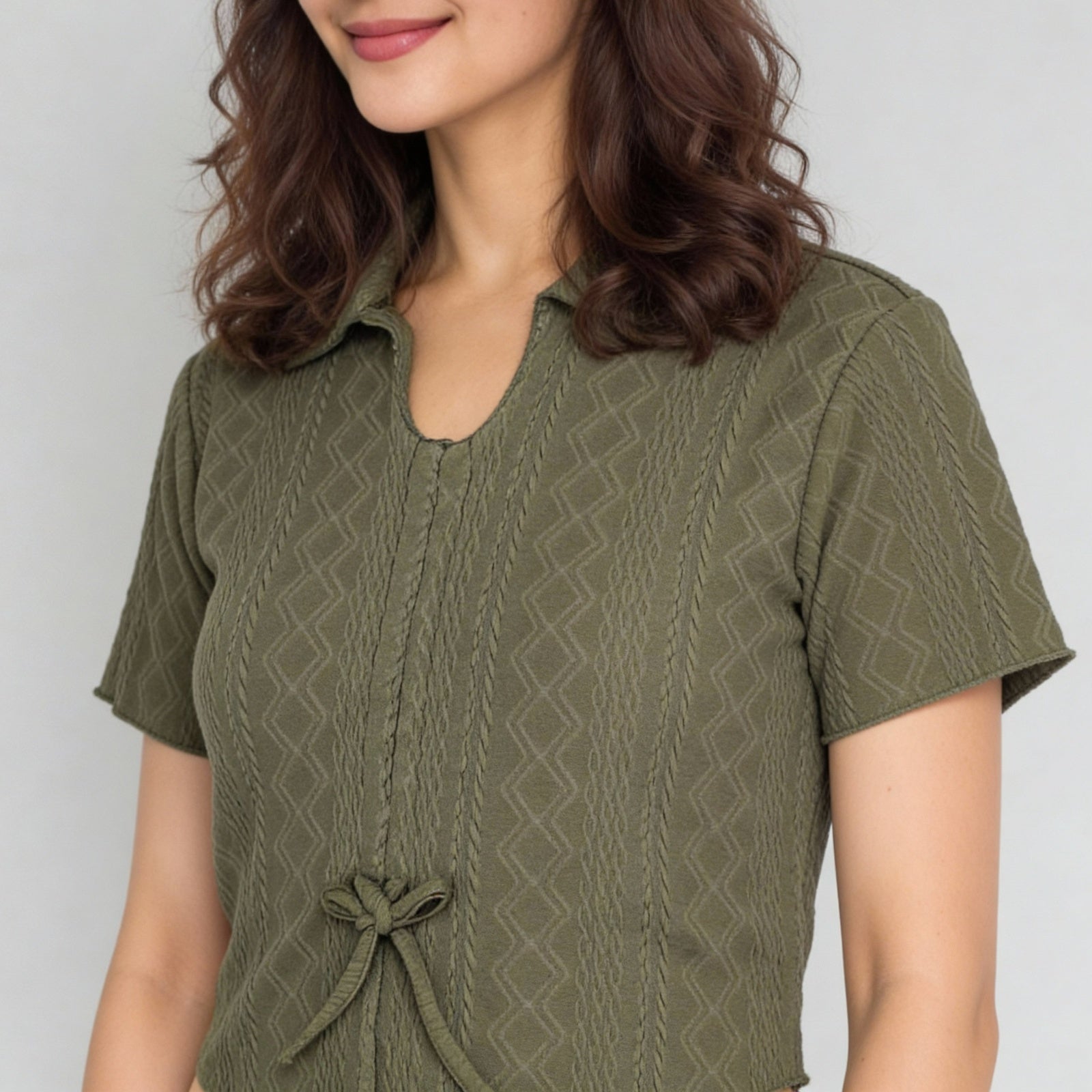 Polyester Elastane Solid Short Sleeve Top