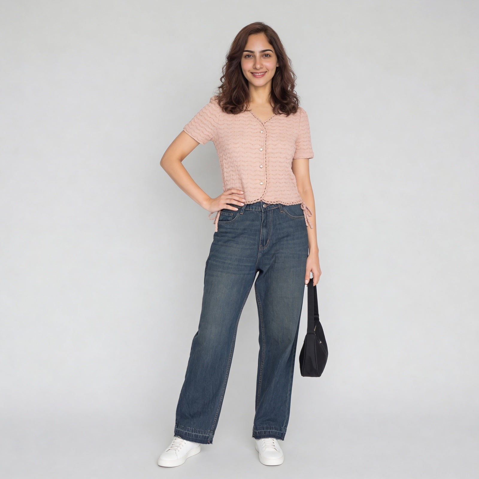 Structured V-Neck Cropped Top