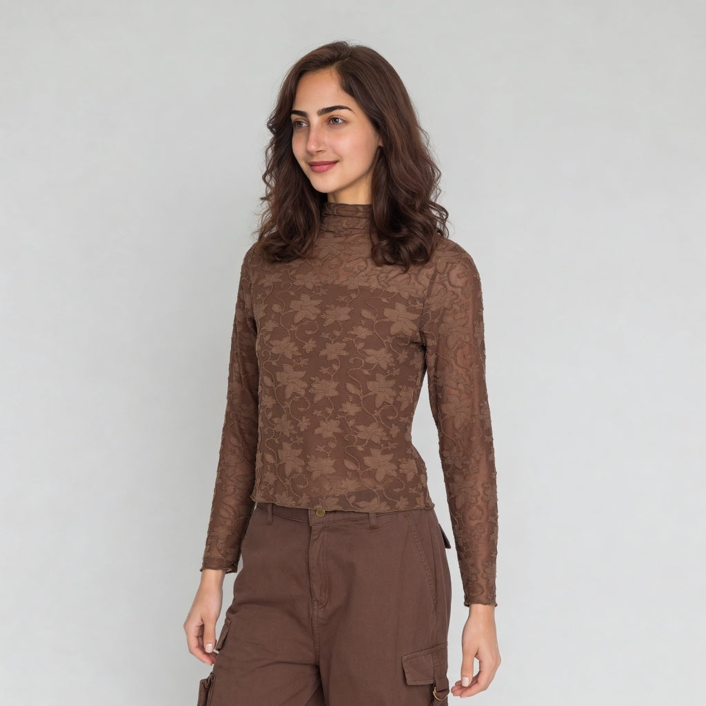 Structured High Neck Slim Fit Top