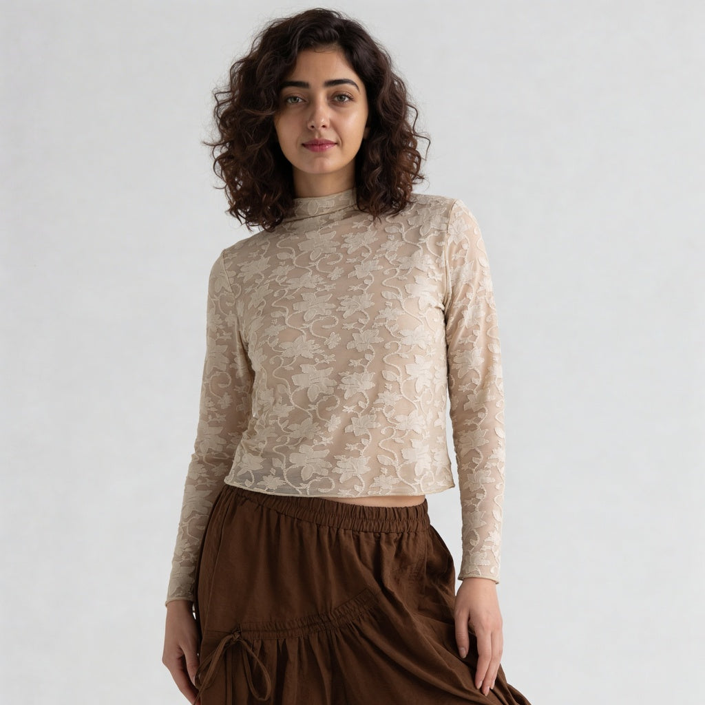 Structured High Neck Slim Fit Top