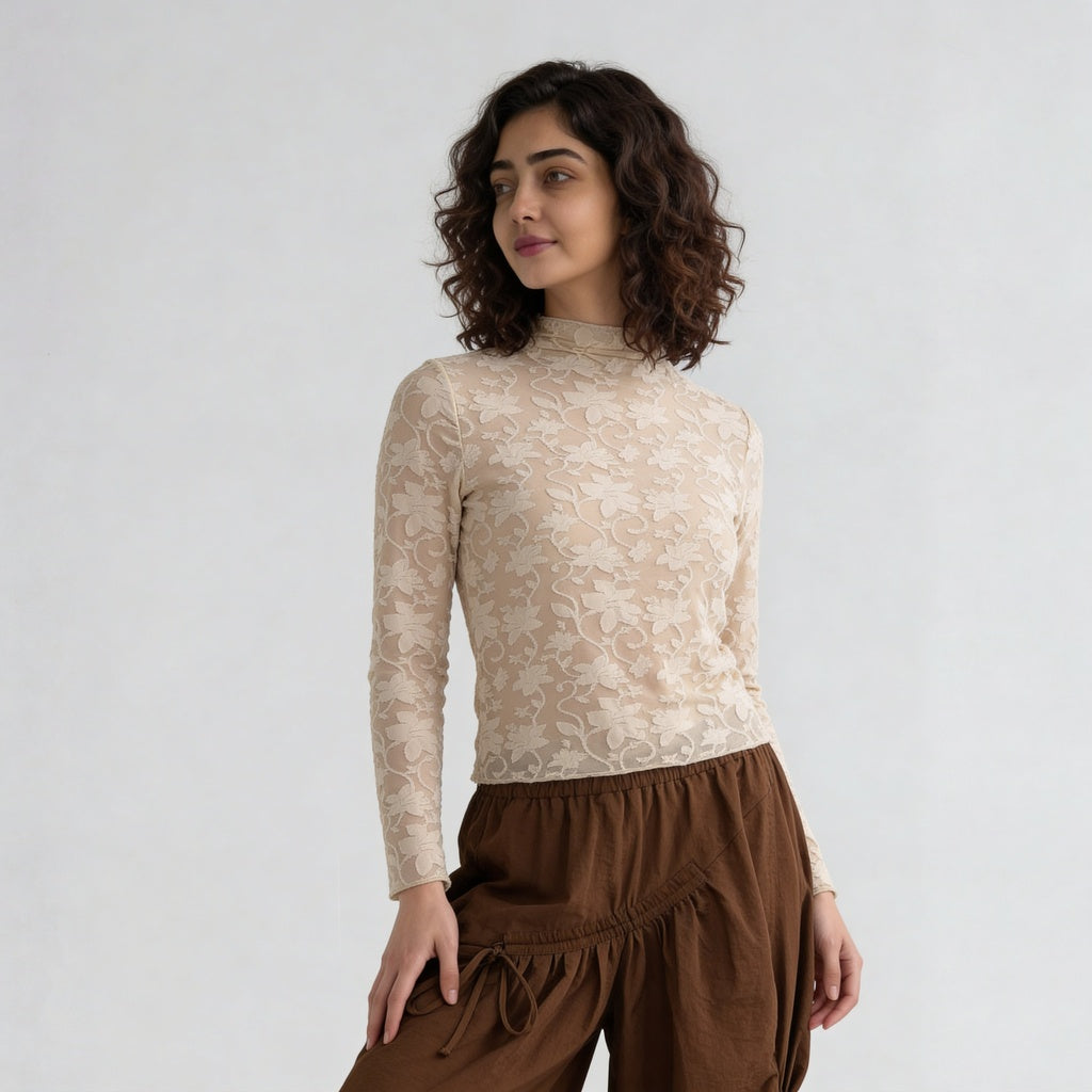 Structured High Neck Slim Fit Top