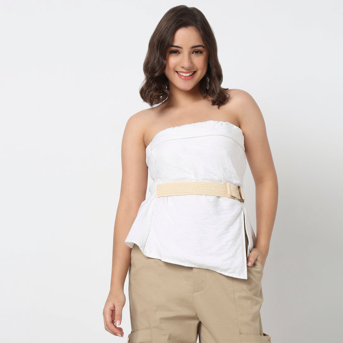 Solid Longline Off Shoulder Top