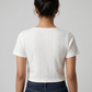 Slim Fit Structured Knit Top With Bow Detail