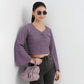 Solid Full Sleeve Crop Top