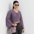 Solid Full Sleeve Crop Top