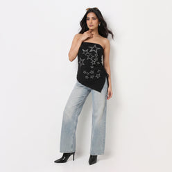 Embellished Off Shoulder Slim Top