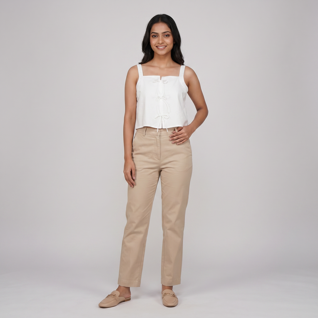 Cotton Solid Sleeveless Top 