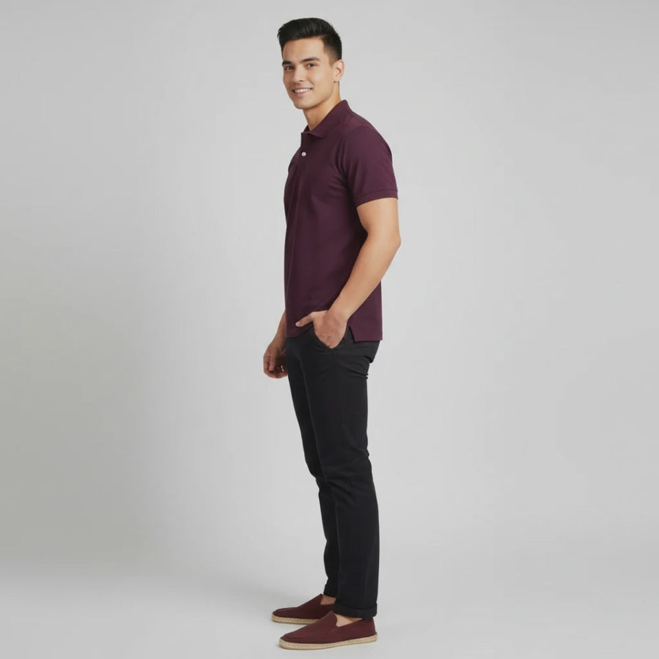 Double Dyed Polo T-Shirt With Anti-Curl Collar