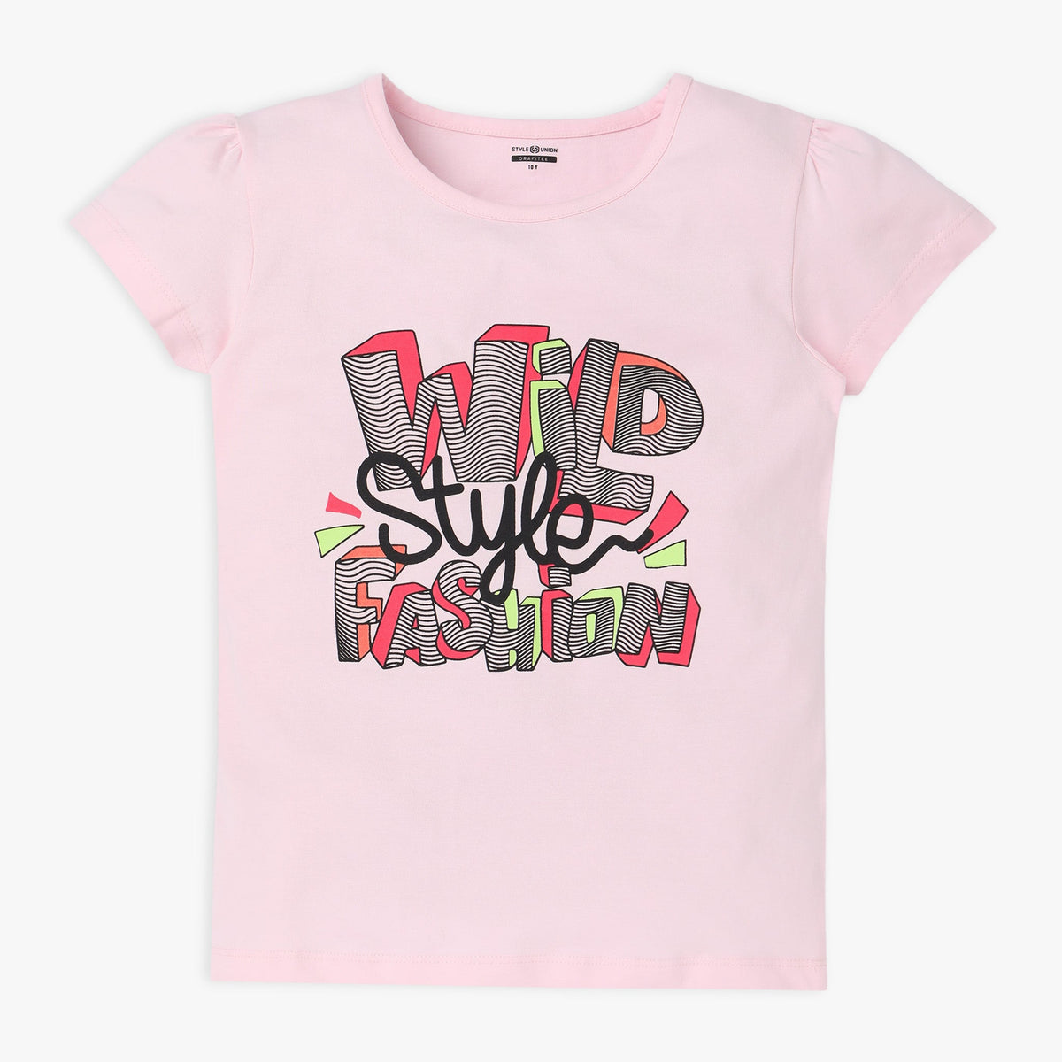 Girl Wearing Girl's Regular Fit Printed T-Shirt