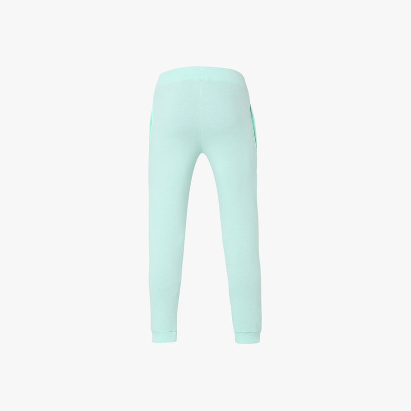 Girl Wearing Girl's Regular Fit Solid Mid Rise Trackpant