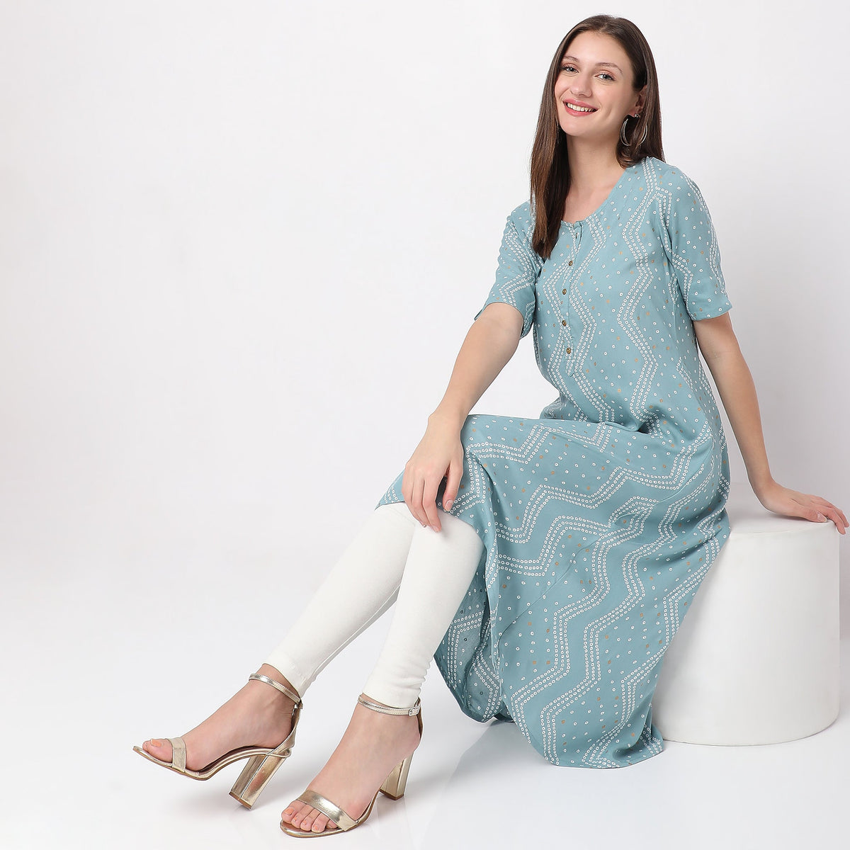 Women Wearing Regular Fit Printed Kurta