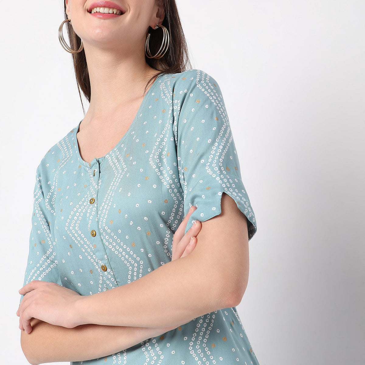 Women Wearing Regular Fit Printed Kurta