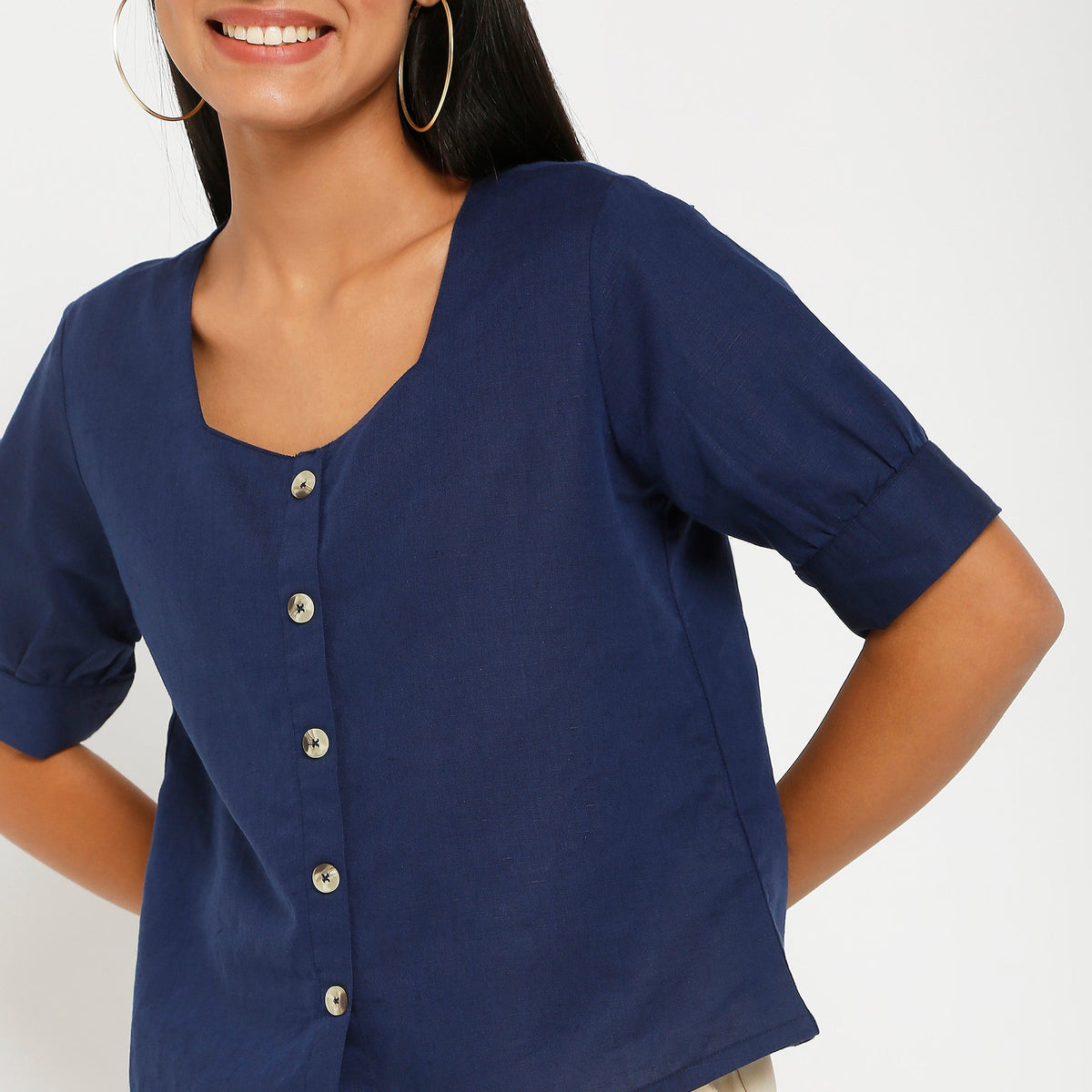 Women Wearing Regular Fit Solid Top