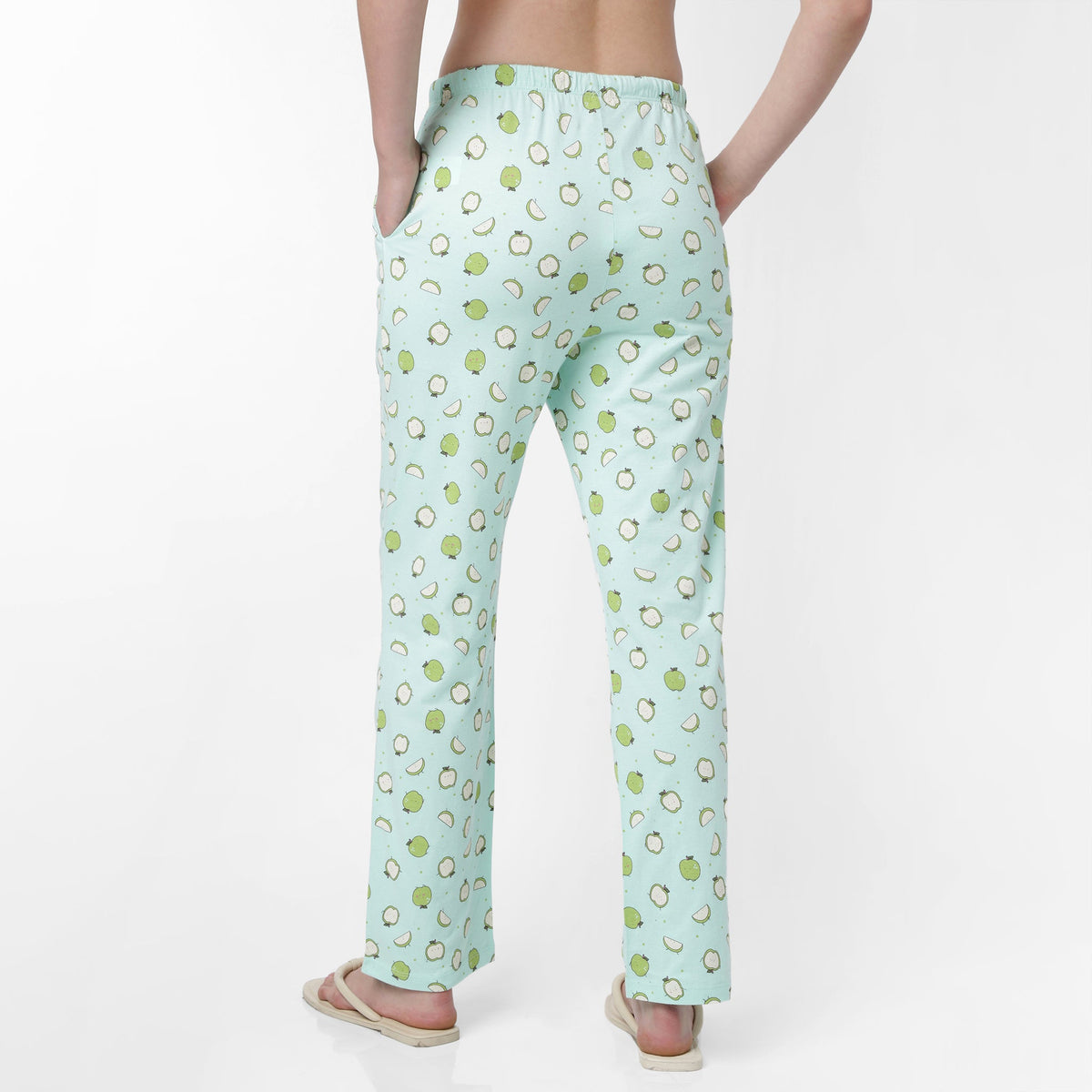 Women Wearing Regular Fit Printed Mid Rise Pyjama