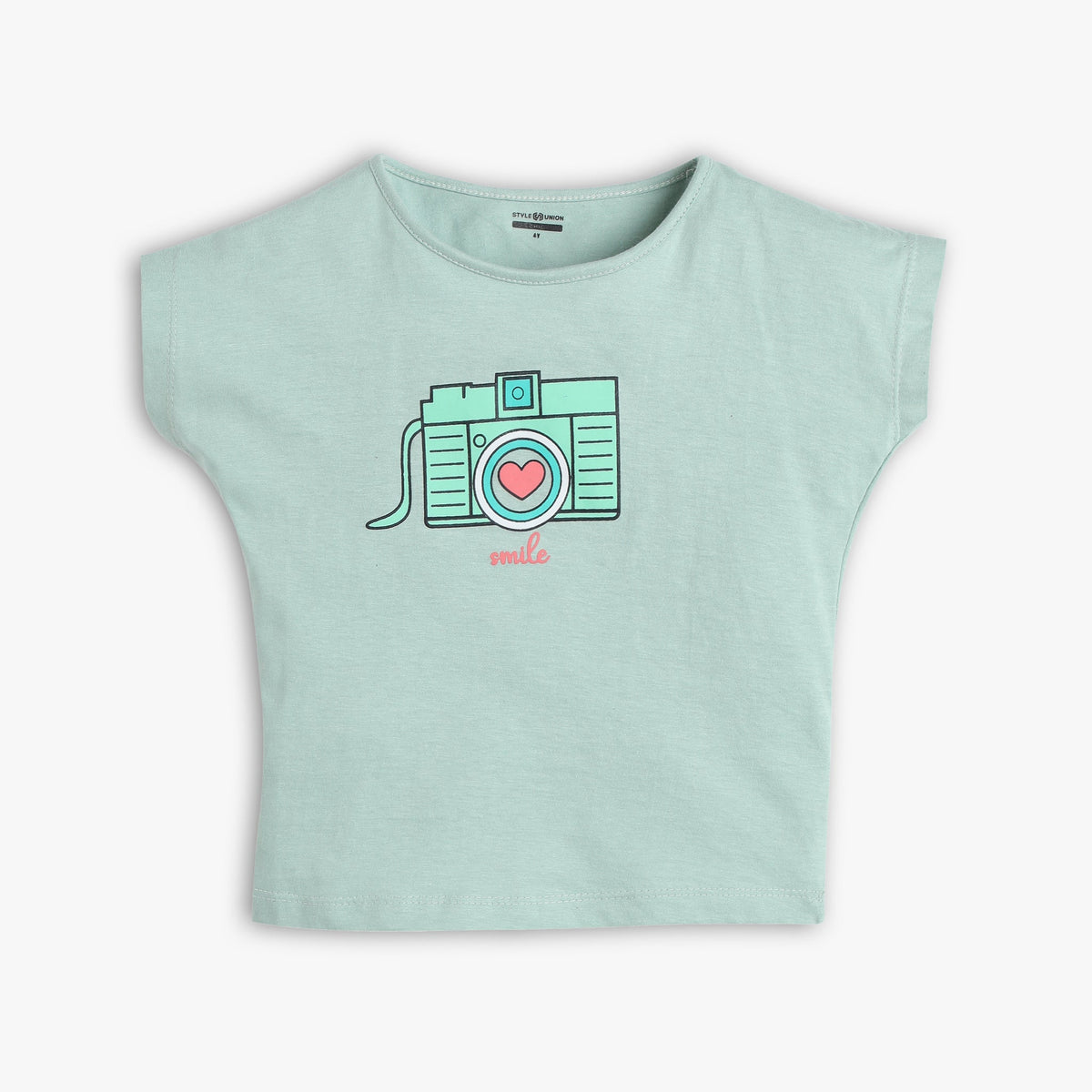 Girl Wearing Girl's Regular Fit Graphic T-Shirt