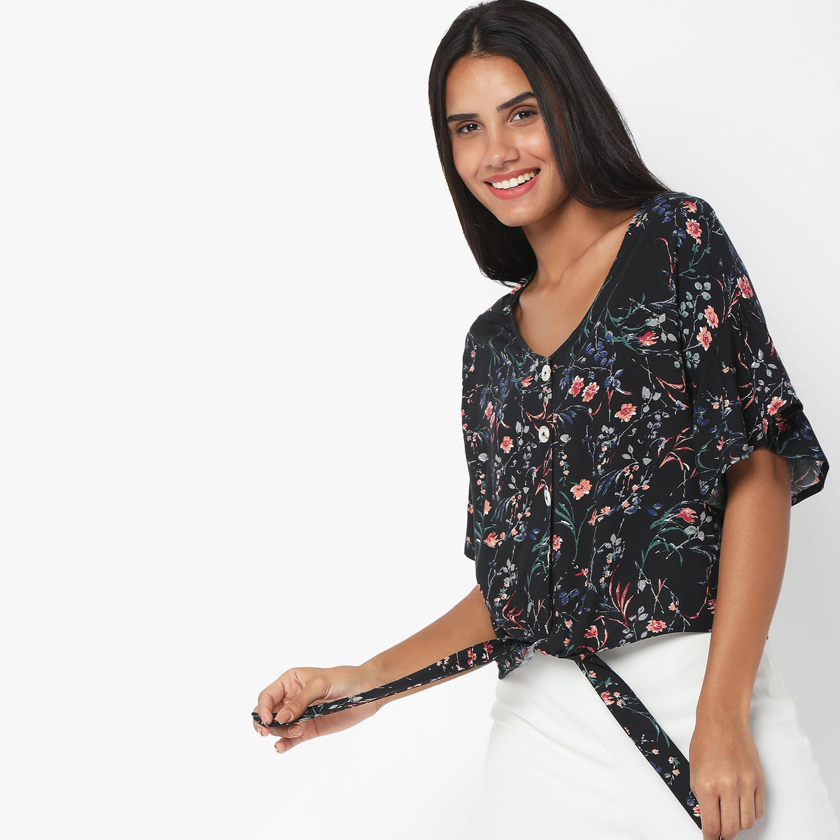 Women Wearing Regular Fit Printed Top