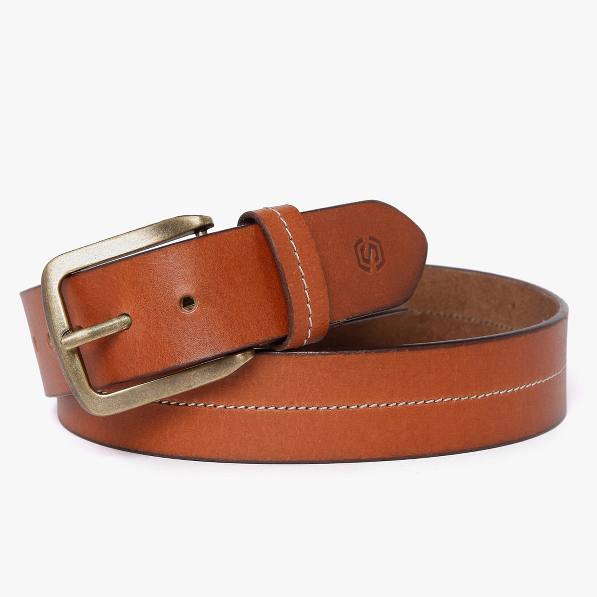 Men Wearing Genuine Leather Tan Belts