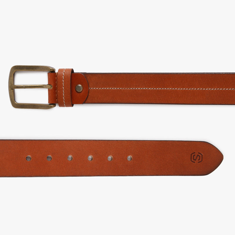 Men Wearing Genuine Leather Tan Belts