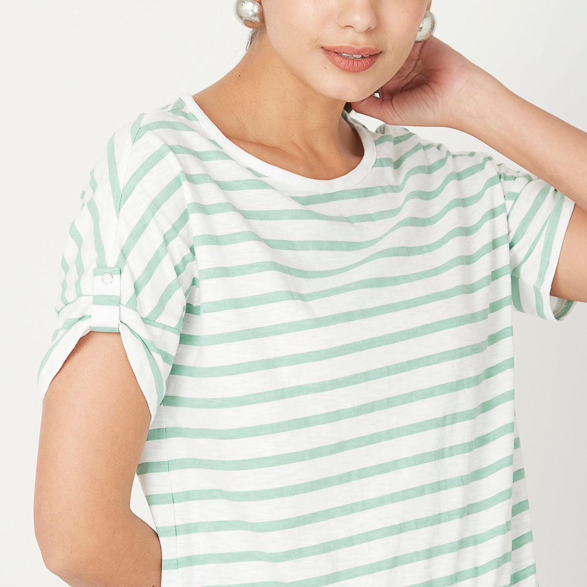 Women Wearing Regular Fit Striped T-Shirt