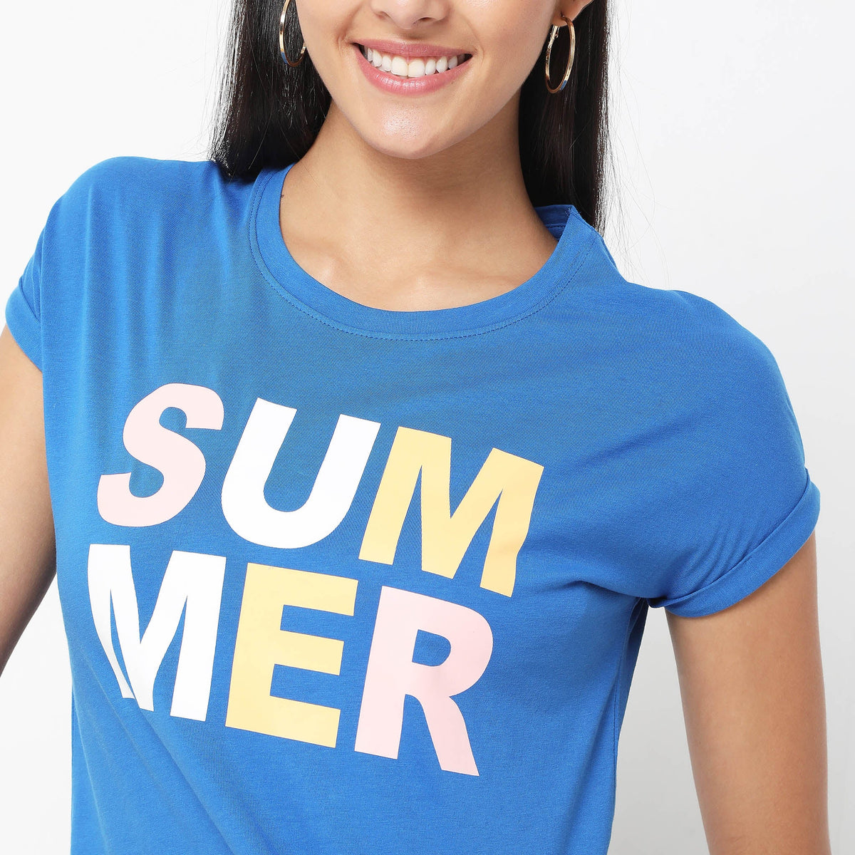 Women Wearing Regular Fit Printed T-Shirt