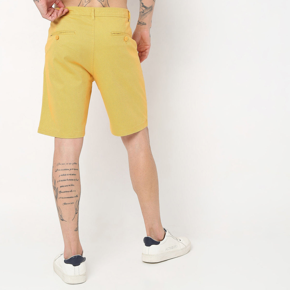 Regular Fit Solid Mid Rise Shorts