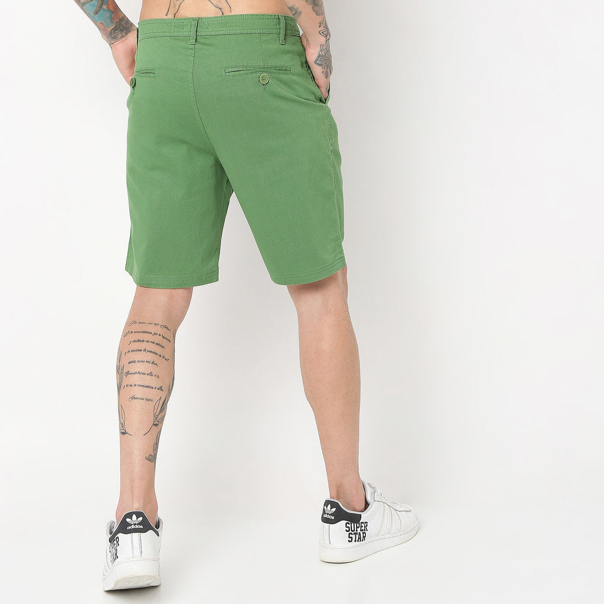 Regular Fit Solid Mid Rise Shorts