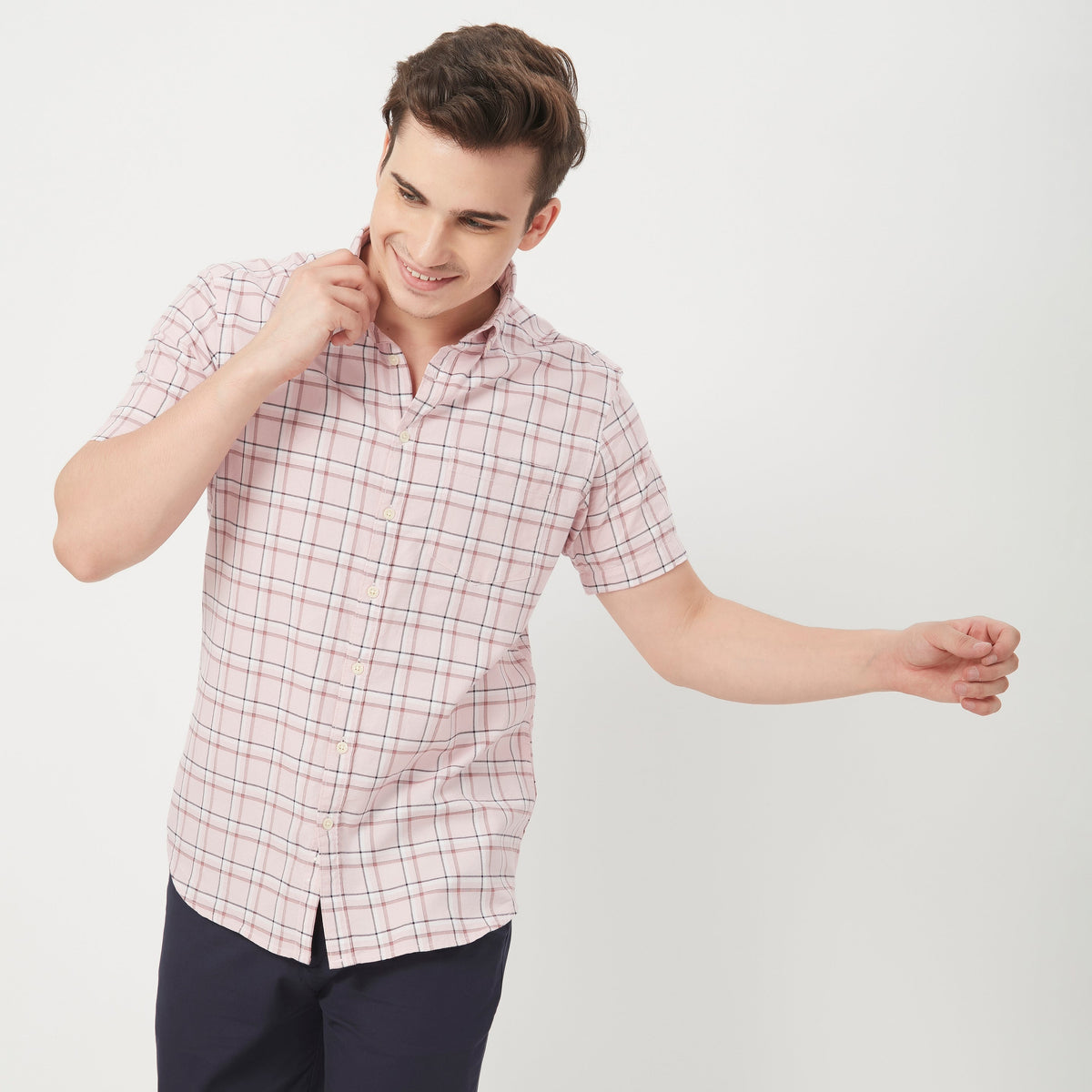 Men Wearing Slim Fit Checkered Shirt