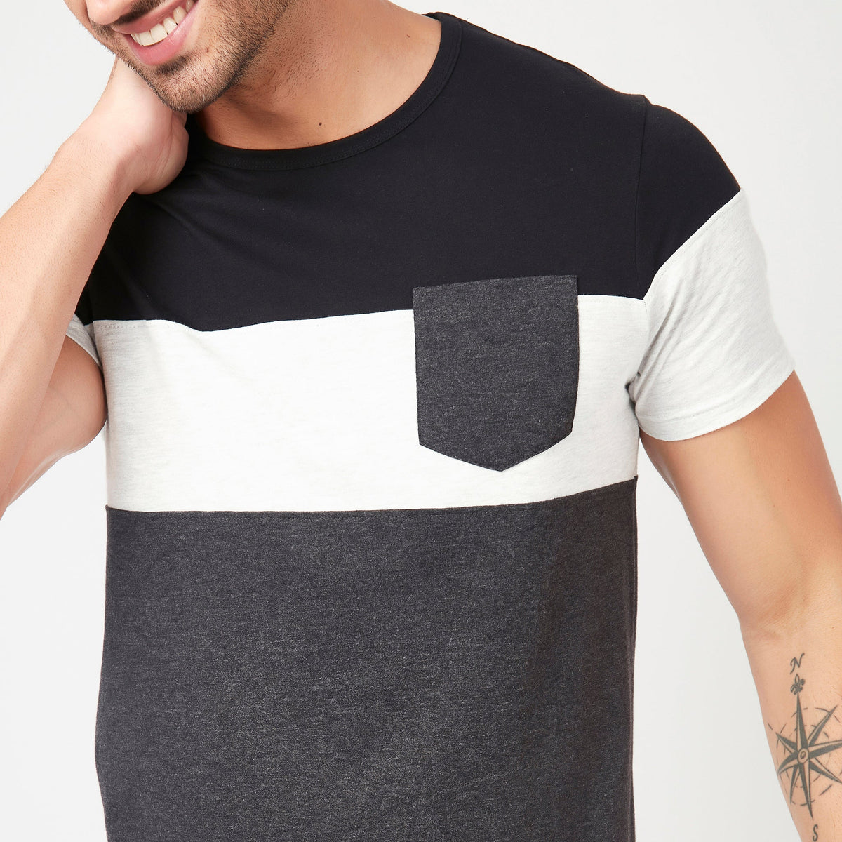 Men Wearing Regular Fit Striped T-Shirt