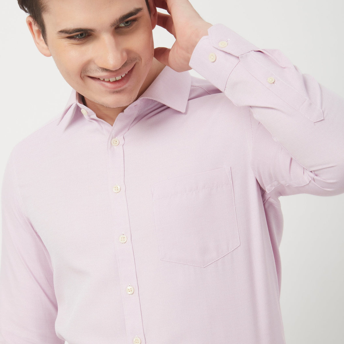 Men Wearing Relaxed Fit Solid Shirt