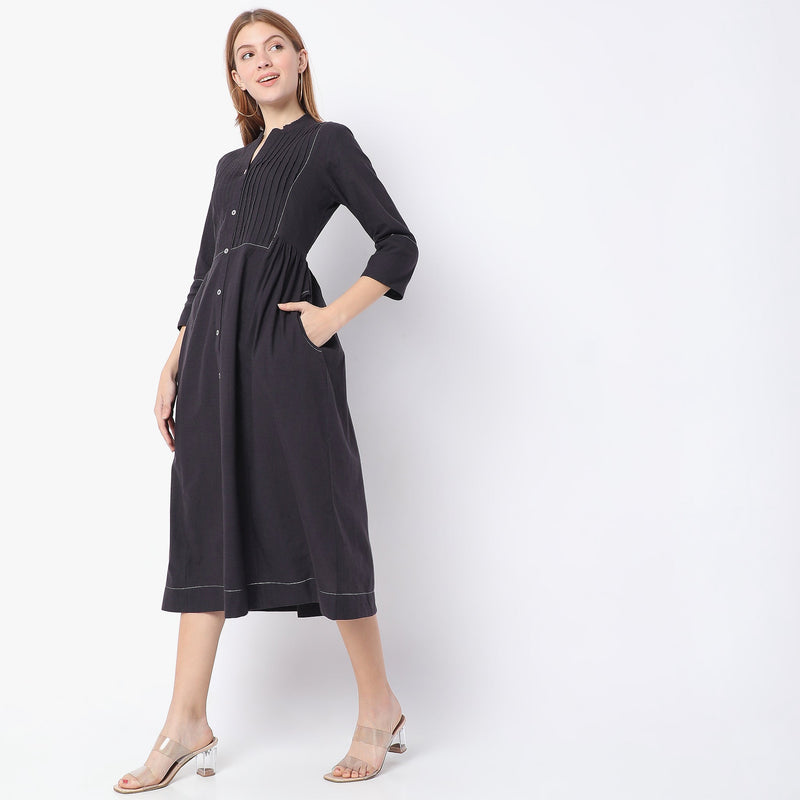 Regular Fit Solid Dress