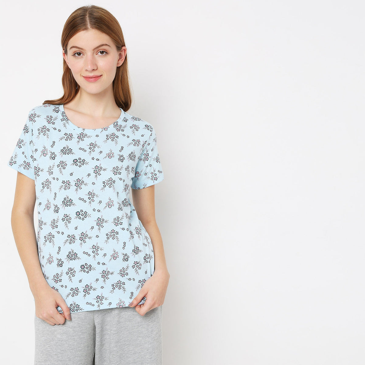 Regular Fit Printed Sleepwear Top