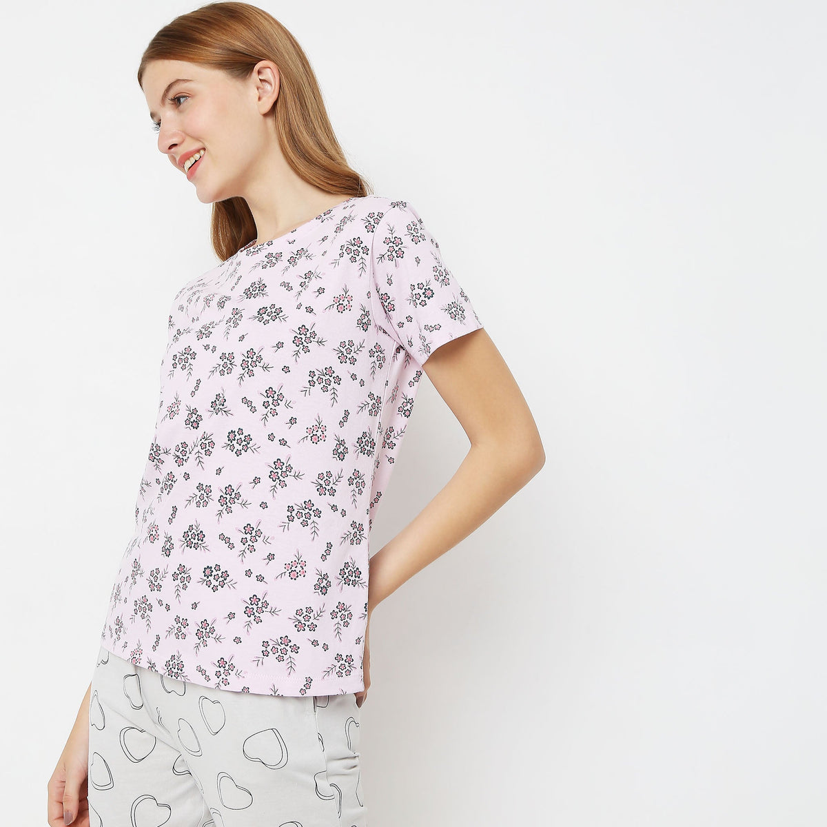 Regular Fit Printed Sleepwear Top