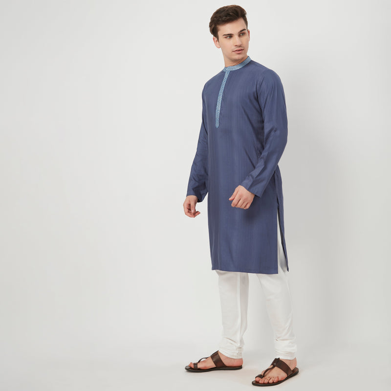 Men Wearing Regular Fit Embroidered Kurta