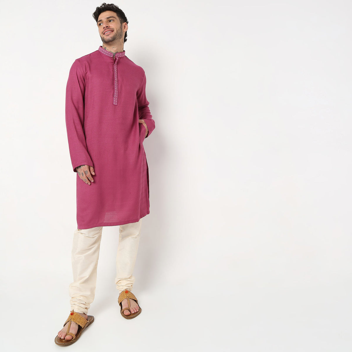 Regular Fit Embroidered Kurta