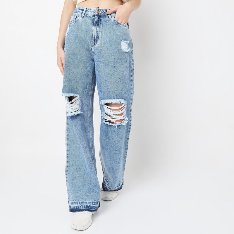 Flare Fit Solid Jeans