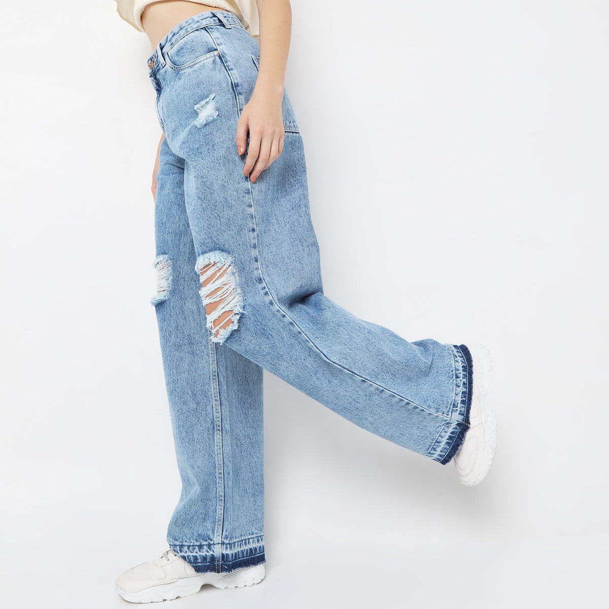 Flare Fit Solid Jeans