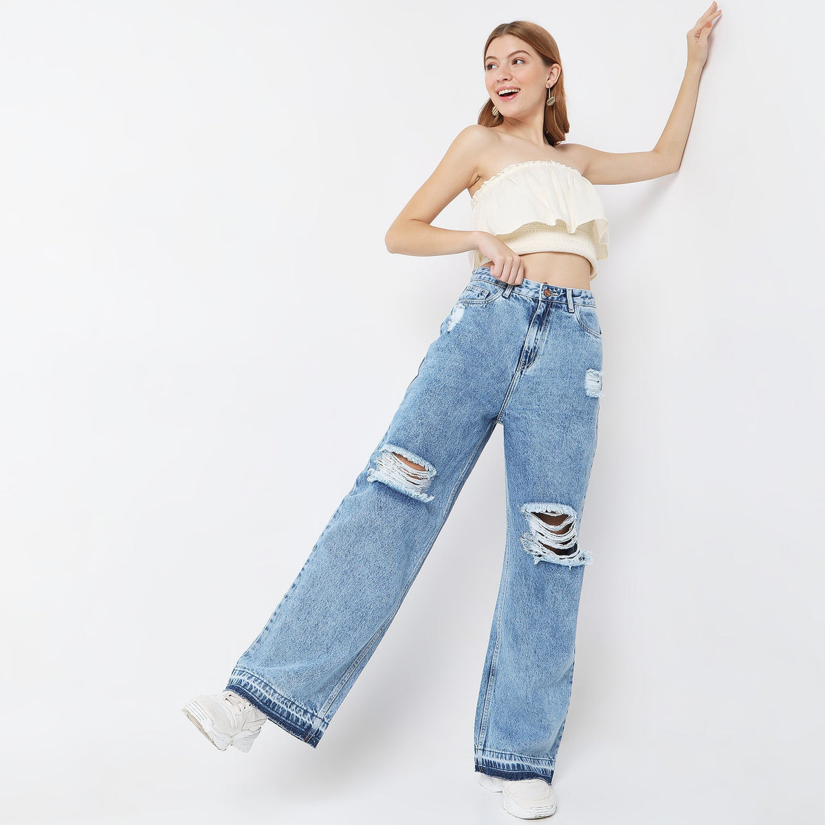 Flare Fit Solid Jeans