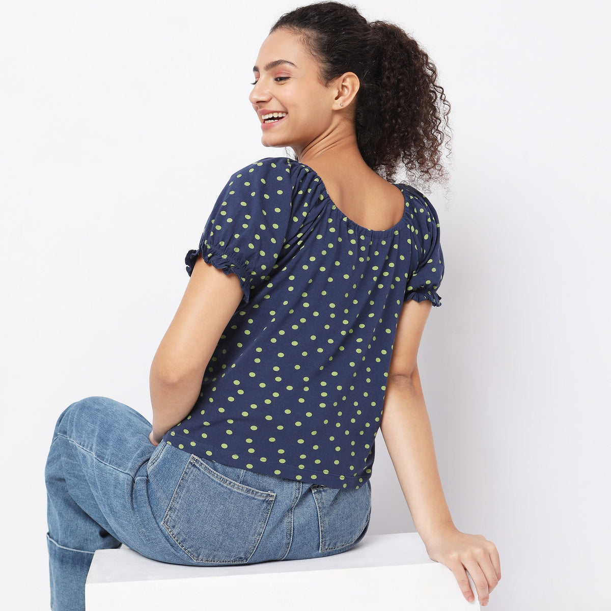 Regular Fit Polka Dot Top