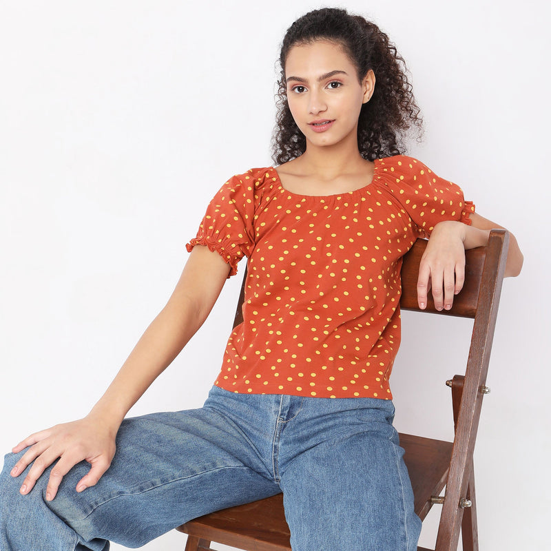 Regular Fit Polka Dot Top